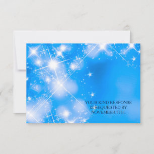 Icy Blue Winter Stars Formal Wedding RSVP Card Karte