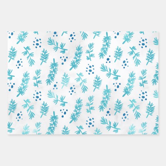 Icy Blue Winter Weihnachtswrapper Geschenkpapier Set (Vorderseite)