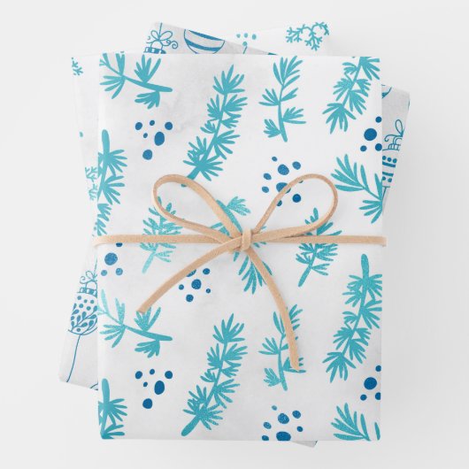 Icy Blue Winter Weihnachtswrapper Geschenkpapier Set (Beispiel)
