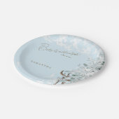 Icy Blue Woodland Baby ist kalt draußen Pappteller (Schrägansicht)