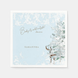 Icy Blue Woodland Baby ist kalt draußen Serviette