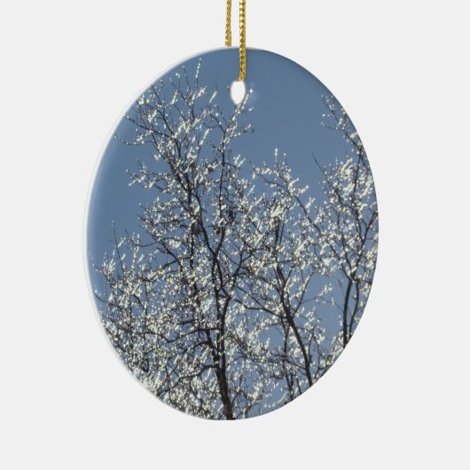 Icy Branches in Winter Blue Sky Keramik Ornament (Rechts)