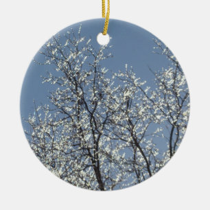 Icy Branches in Winter Blue Sky Keramik Ornament