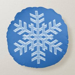 Icy Cool Blue Frozen Snowflakes Winterweihnachtsfe Rundes Kissen