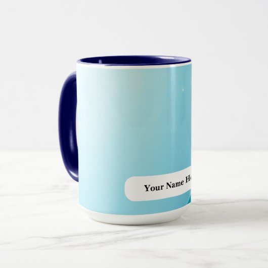 Icy Cyan Titanium Sparkle Burst Tasse (Vorderseite Links)