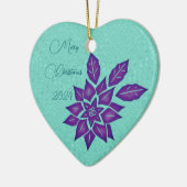 Icy Cyan und Deep Lila Poinsettia Keramik Ornament (Links)