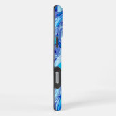 Icy Deep Sea Blue Abstrakt Marble Liquid iPhone Hülle (Rechte Seite)