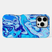 Icy Deep Sea Blue Abstrakt Marble Liquid iPhone Hülle (Rückseite (Horizontal))