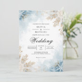 Icy Frost Botanical Romance Wedding Einladung (Stehend Vorderseite)