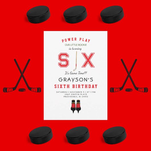 Icy Hockey 6. Geburtstag Einladung