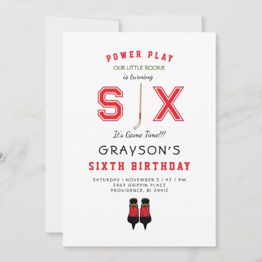 Icy Hockey 6. Geburtstag II Einladung (Vorderseite)
