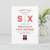 Icy Hockey 6. Geburtstag II Einladung (Stehend Vorderseite)