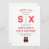 Icy Hockey 6. Geburtstag II Einladung (Vorne/Hinten)