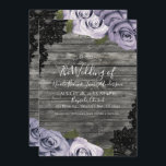 Icy Lila Rose Rustic Wood Black Lace Wedding Einladung<br><div class="desc">Passen Sie Ihre woll-Möglichkeiten an.</div>