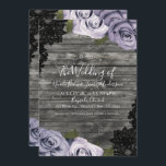 Icy Lila Rose Rustic Wood Black Lace Wedding Einladung<br><div class="desc">Passen Sie Ihre woll-Möglichkeiten an.</div>