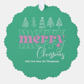 Icy Mint Scribbles Frohe Weihnachts-Keepake Ornament Karte (Vorderseite)