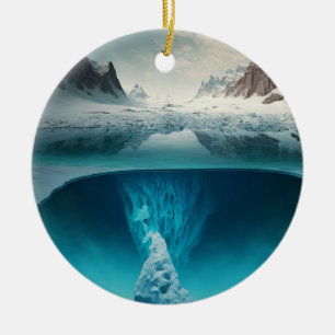 Icy Mountain View Keramik Ornament