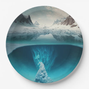Icy Mountain View Pappteller