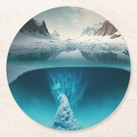 Icy Mountain View Runder Pappuntersetzer (Vorderseite)