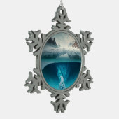 Icy Mountain View Schneeflocken Zinn-Ornament (Links)