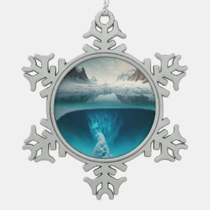 Icy Mountain View Schneeflocken Zinn-Ornament