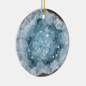 Icy Pale Blue Celestite Crystal Geode Printed  Keramik Ornament (Rechts)