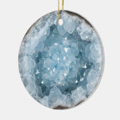 Icy Pale Blue Celestite Crystal Geode Printed  Keramik Ornament (Links)