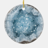 Icy Pale Blue Celestite Crystal Geode Printed  Keramik Ornament (Hinten)