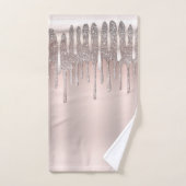 Icy Pink Rose Gold Diamond Glitzer Sparkone Tropfe Badhandtuch Set (Handtuch)