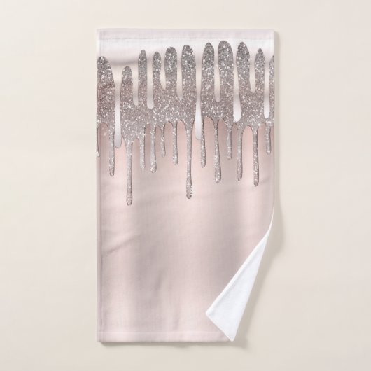 Icy Pink Rose Gold Diamond Glitzer Sparkone Tropfe Badhandtuch Set (Handtuch)