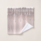 Icy Pink Rose Gold Diamond Glitzer Sparkone Tropfe Badhandtuch Set (Waschlappen)