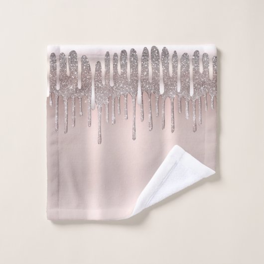 Icy Pink Rose Gold Diamond Glitzer Sparkone Tropfe Badhandtuch Set (Waschlappen)