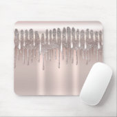 Icy Pink Rose Gold Diamond Glitzer Sparkone Tropfe Mousepad (Mit Mouse)