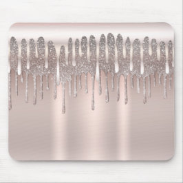 Icy Pink Rose Gold Diamond Glitzer Sparkone Tropfe Mousepad