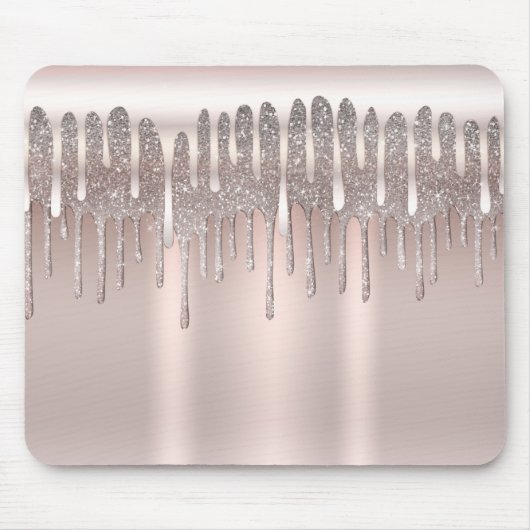 Icy Pink Rose Gold Diamond Glitzer Sparkone Tropfe Mousepad (Vorne)