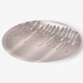 Icy Pink Rose Gold Diamond Glitzer Tropfen Sweet 1 Pappteller (Schrägansicht)