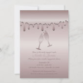 Icy Pink Rose Gold Toast Brillen Engagement Party Einladung (Vorderseite)