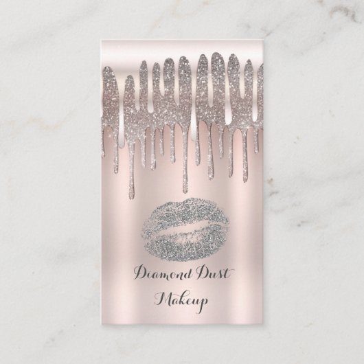 Icy Pink Silver Lips Kiss Diamond Glitzer Tropfen Visitenkarte (Vorderseite)
