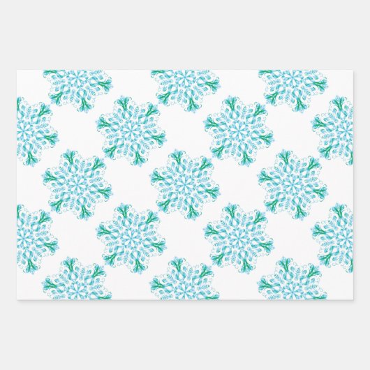 Icy Snowflake Wrapping Paper Sheets Geschenkpapier Set (Vorderseite 2)