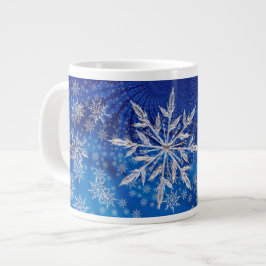 Icy Snowflakes auf Blue Jumbo-Tasse