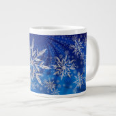 Icy Snowflakes auf Blue Jumbo-Tasse (Vorderseite Rechts)