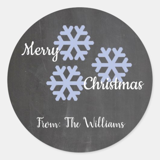 Icy Snowflakes Chalkboard Runder Aufkleber (Vorderseite)