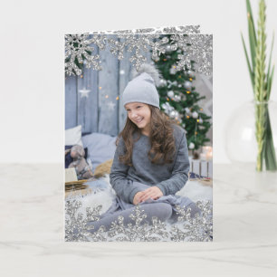 Icy Snowflakes Custom Foto Feiertagskarte