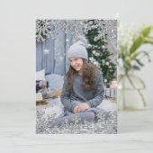 Icy Snowflakes Custom Foto Feiertagskarte (Stehend Vorderseite)