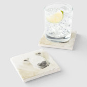 Icy Stare of a Polar Bären Steinuntersetzer (Seitenansicht)