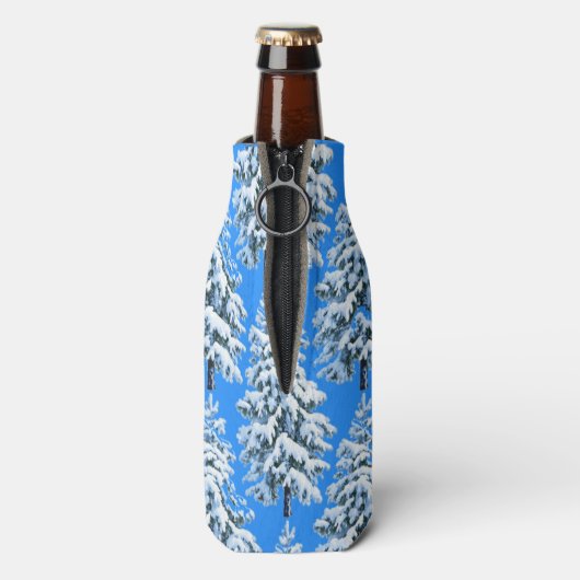 Icy Tree Dreams Snowy Forest Flaschenkühler (Flasche Rückseite)