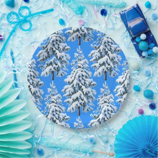 Icy Tree Dreams Snowy Forest Pappteller (Party)