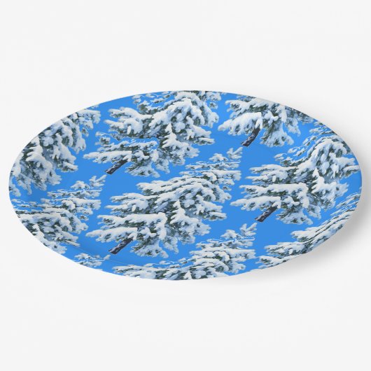 Icy Tree Dreams Snowy Forest Pappteller (Schrägansicht)