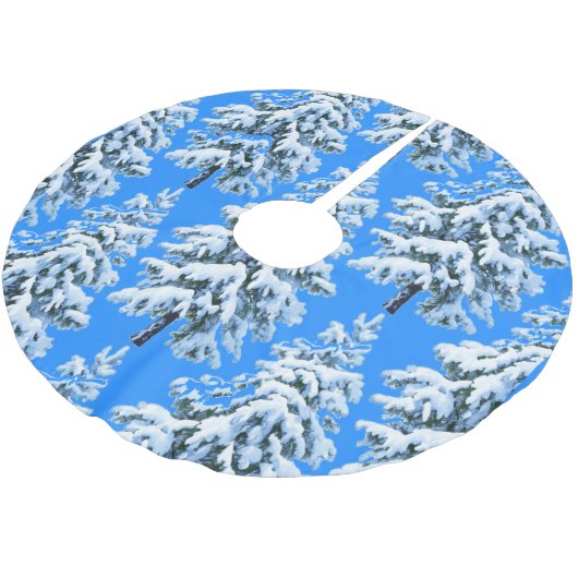 Icy Tree Dreams Snowy Forest Polyester Weihnachtsbaumdecke (Schrägansicht)