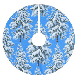Icy Tree Dreams Snowy Forest Polyester Weihnachtsbaumdecke